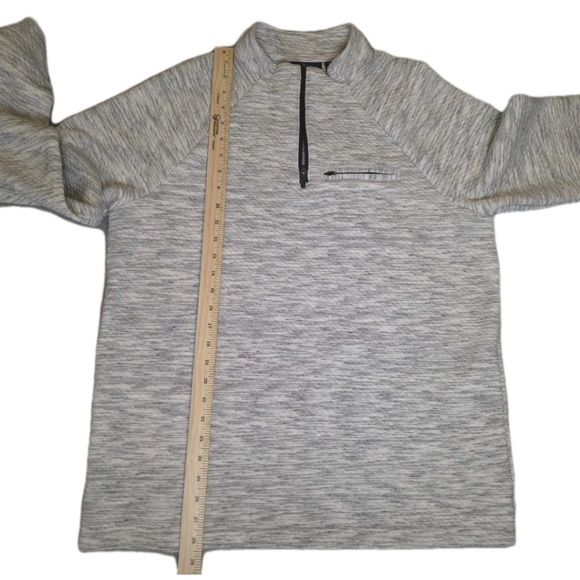 Marc Anthony Heathered Gray Quarter Zip Sweatshirt Men's Size Lg Slim - Picture 2 of 4